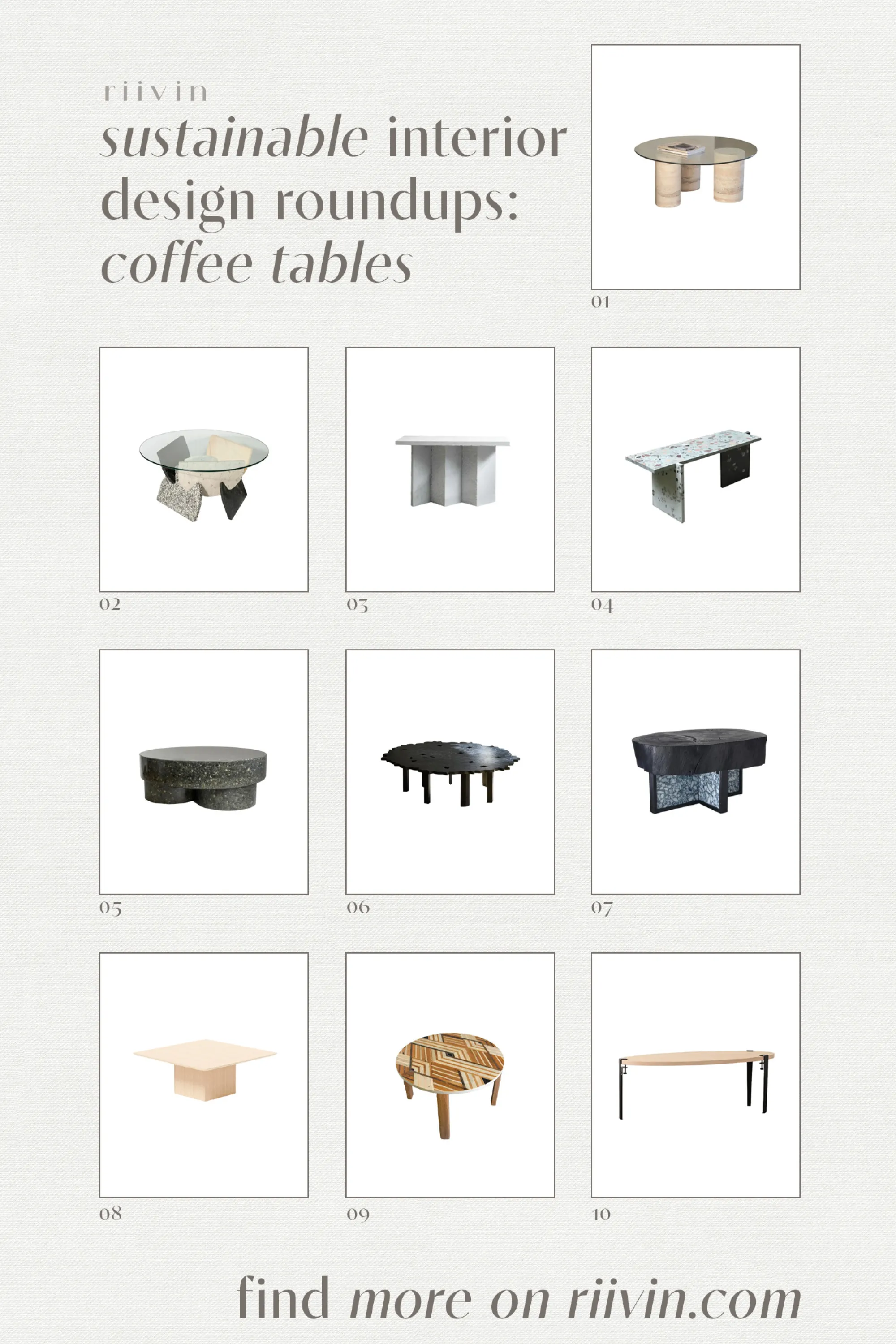 Sustainable interior design roundups: coffee tables. A selection of 10 sustainable coffee tables.