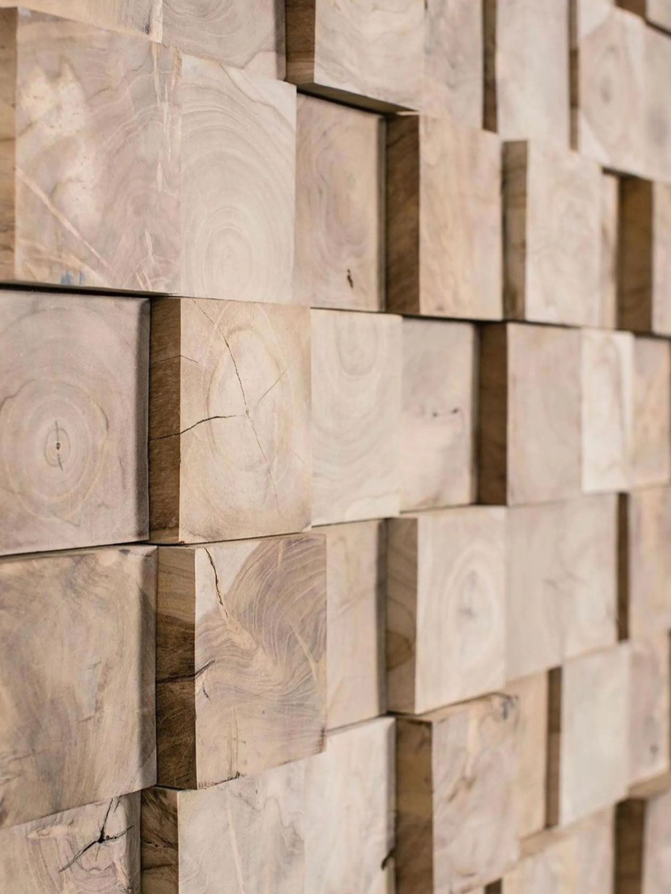 Natural wood wall covering.