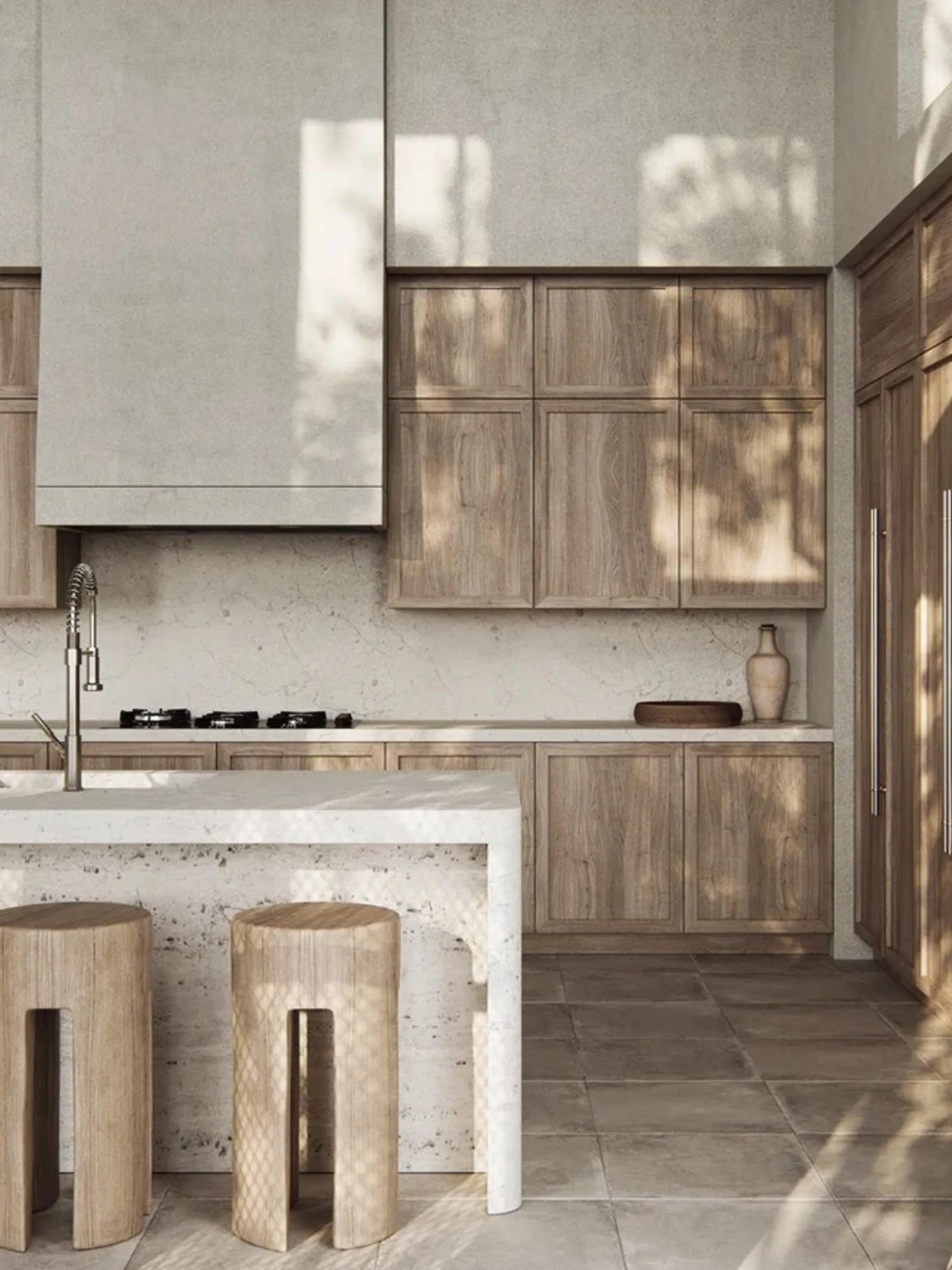 Natural light brightnening a kitchen space.